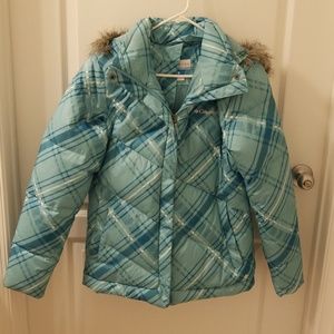 Columbia Girls Winter Plaid Coat w removable hood